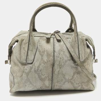 Pre Owned Tod's Grey Python D-Styling Bowler Bag