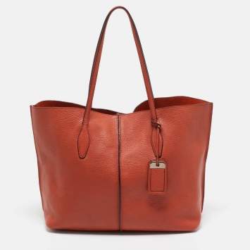 Pre Owned Tod's Orange Leather Medium Joy Shopper Tote