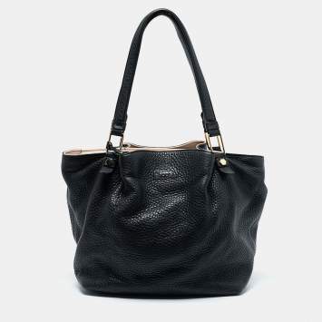 Pre Owned Tod's Black Pebbled Leather Flower Tote