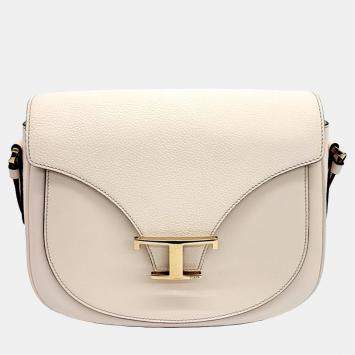 Tod's Cream Leather Timeless T-bag