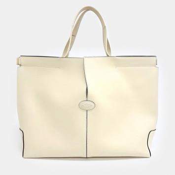 Pre Owned Tod's Yellow Leather Medium Di Back Folio Bag 