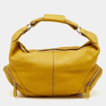 Pre Owned Tod's Yellow Leather Charlotte Hobo