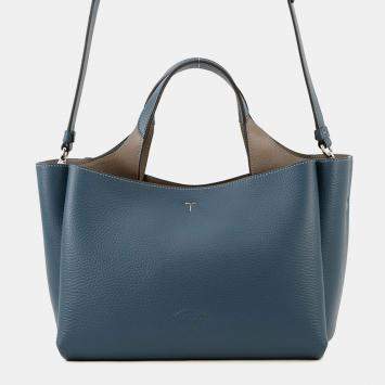 Pre Owned حقيبة تود جلد 2-طريق زرقاء/رمادية جلد حجم صغير