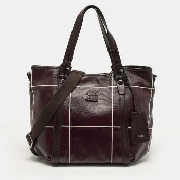 مملوكة مسبقًا Tod's G-Line Burgundy/White Coated Canvas and Leather Tote