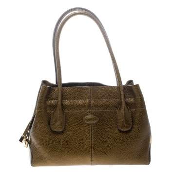 Pre Owned Tod's Dark Gold Leather D Bag Media Tote