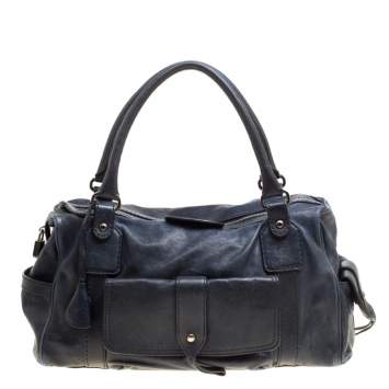 Pre Owned Tod's Dark Blue Leather Pockets Satchel