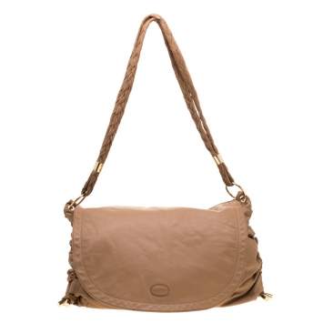 Pre Owned Tod's Camel Leather Softy Grande Goa Messenger Bag