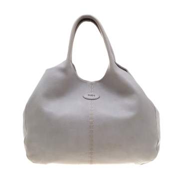 Pre Owned Tod's Grey Pebbled Leather Hobo