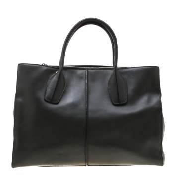 Pre Owned Tod's Dark Grey Leather D-Styling Shopper Tote 