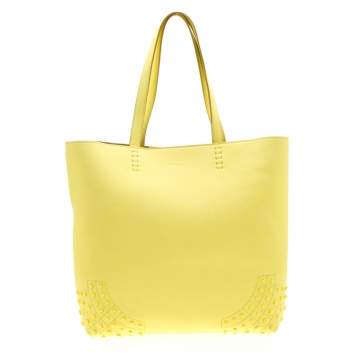 Pre Owned Tod's Light Yellow Leather Medium Wave Tote