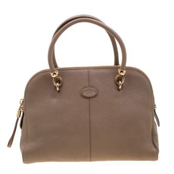 Pre Owned Tod's Dark Beige Leather Satchel 