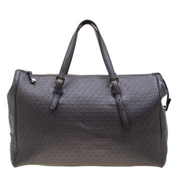 Pre Owned Tod's Grey Signature Embossed Leather Satchel 