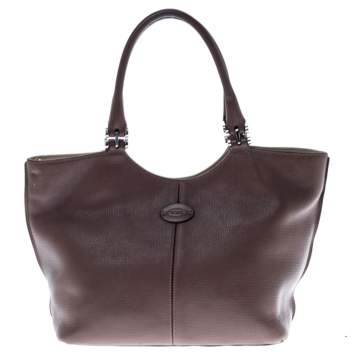 Pre Owned Tod's Dark Beige Leather Satchel 