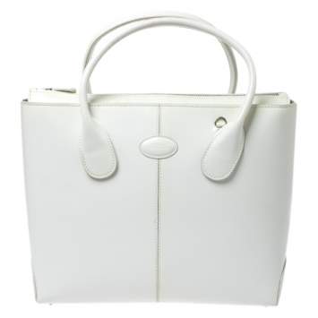 Pre Owned Tod's Off-White Patent Leather D-Bag Tote