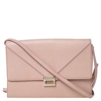 Pre Owned Tod's Beige Leather D-Cube Crossbody Bag