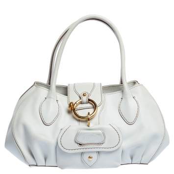 Pre Owned Tod's White Leather Front Pocket Satchel