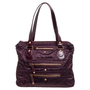 Pre Owned Tod's Burgundy Satin Pashmy Media D Tote