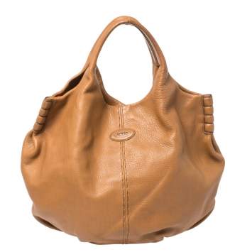 Pre Owned Tod's Tan Leather Ivy Sacca Media Hobo