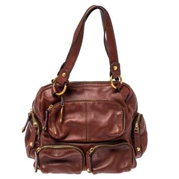 Pre Owned Tod's Brown Leather Multiple Pocket Satchel