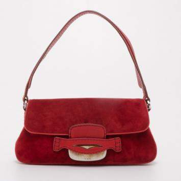 Pre Owned Tod's Red Suede Shoulder Bag