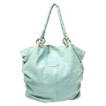 Pre Owned Tod's Green Pleated Leather Tote
