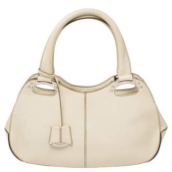 Pre Owned Tod's Cream Leather Top Handle Satchel