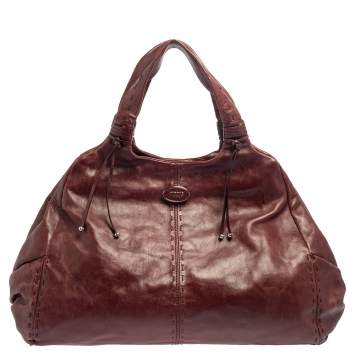 Pre Owned Tod's Burgundy Leather Hobo