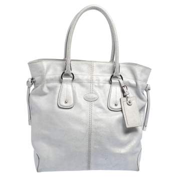 Pre Owned Tod's Silver Leather Restyling D Bag Media Tote