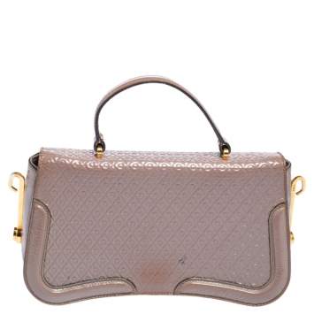 Pre Owned Tod's Mauve Signature Embossed Patent Leather Flap Top Handle Bag