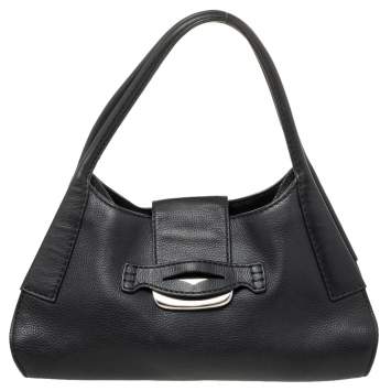 Pre Owned Tod's Black Leather Flap Hobo