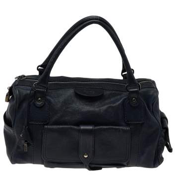Pre Owned Tod's Blue Leather Front Pocket Zip Satchel