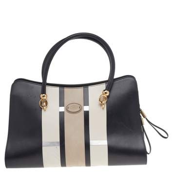 Pre Owned Tod's Multicolor Leather And Suede Sella Satchel
