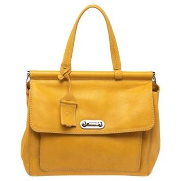 Pre Owned Tod's Yellow Leather Top Handle Bag