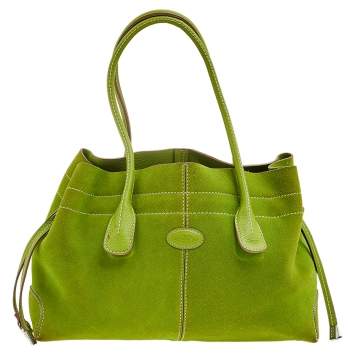 Pre Owned Tod's Green Suede D Bag Media Tote