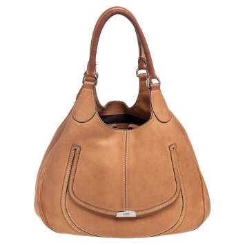 Pre Owned Tod's Beige Leather Front Pocket Hobo