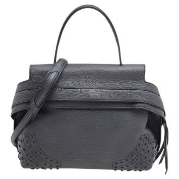 Pre Owned Tod's Grey Leather Wave Top Handle 