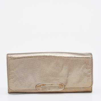 Pre Owned Tod's Metallic Gold Textured Leather Continental Wallet