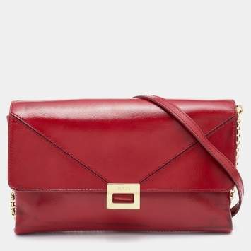 Pre Owned Tod's Red Leather Flap Chain Shoulder Bag
