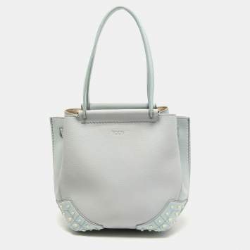 Pre Owned Tod's Light Blue Leather Wave Tote 