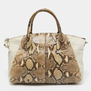 Pre Owned Tod's Beige/White Python Satchel
