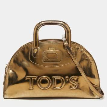 Pre Owned Tod's Gold Patent Leather Dome Bag