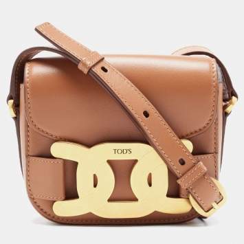 Pre Owned Tod's Tan Leather Mini kate Crossbody Bag