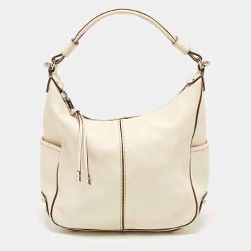Pre Owned Tod's Beige Leather Miky Hobo