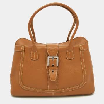 Pre Owned Tod's Tan Leather Buckle Satchel