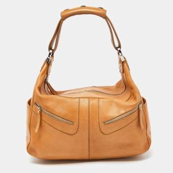 Pre Owned Tod's Tan Leather Miky Shoulder Bag