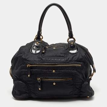 Pre Owned Tod's Black Nylon and Patent Leather Pashmy Pocket Media D Bag