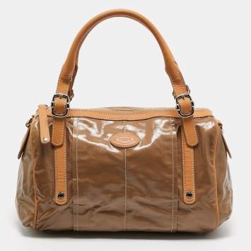 Pre Owned Tod’s Brown/Beige Coated Canvas and Leather G-Bag Easy Sacca Satchel