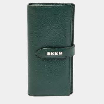 Pre Owned Tod's Green Leather Continental Flap Wallet