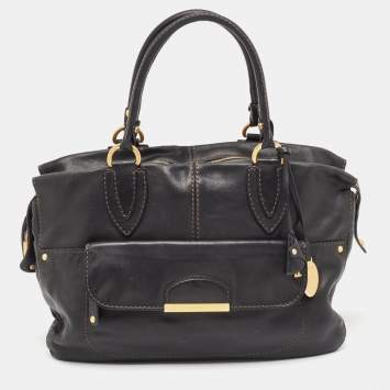 Pre Owned Tod's Black Leather Front Pocket Satchel