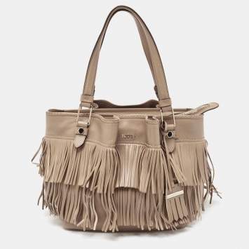 Pre Owned Tod's Beige Leather Fringe Tote